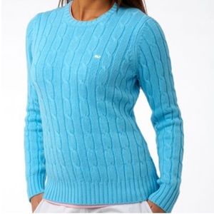 Vineyars Vines Cotton Cable Knit Sweater Blue